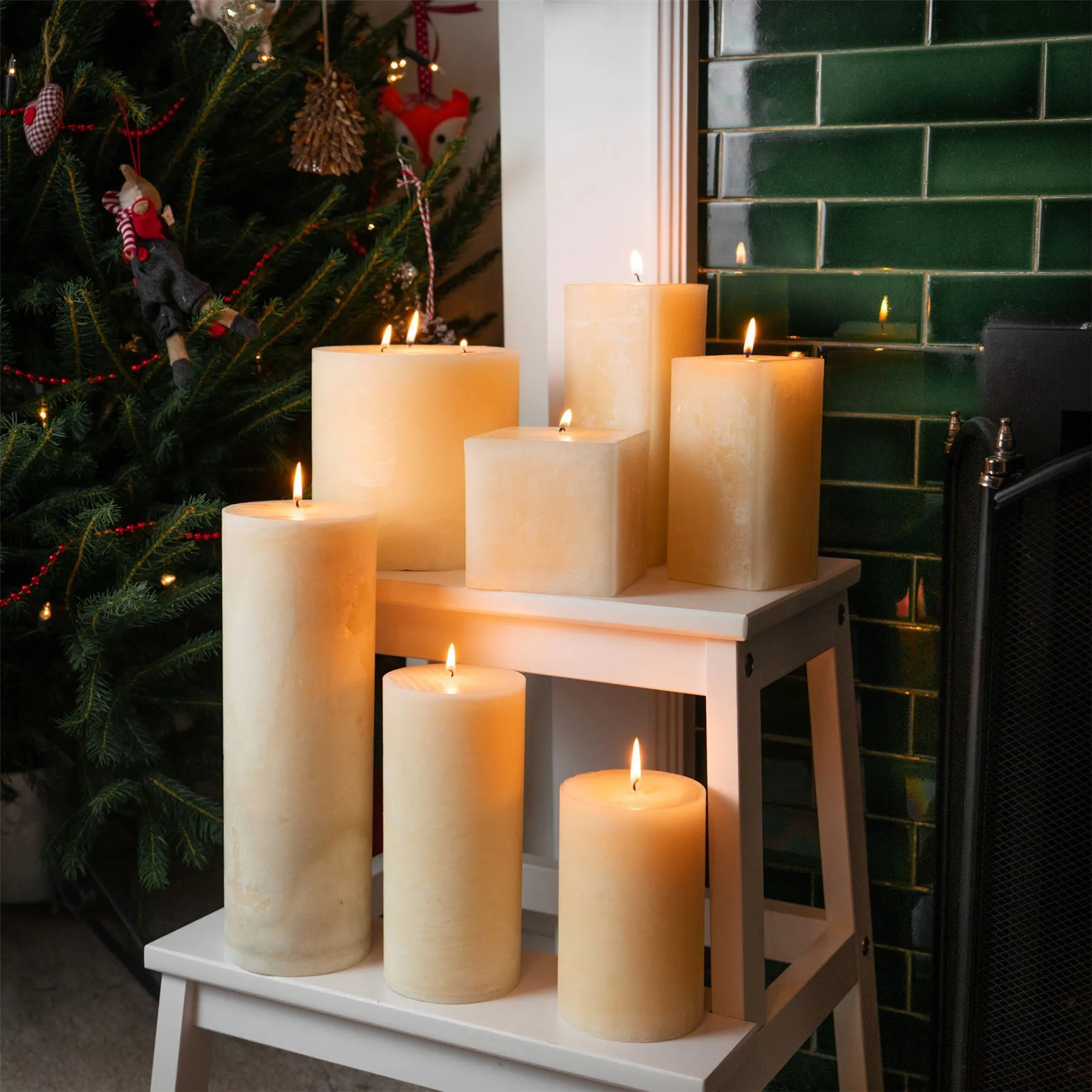 10cm Vanilla Square Pillar Candle - By Nicola Spring