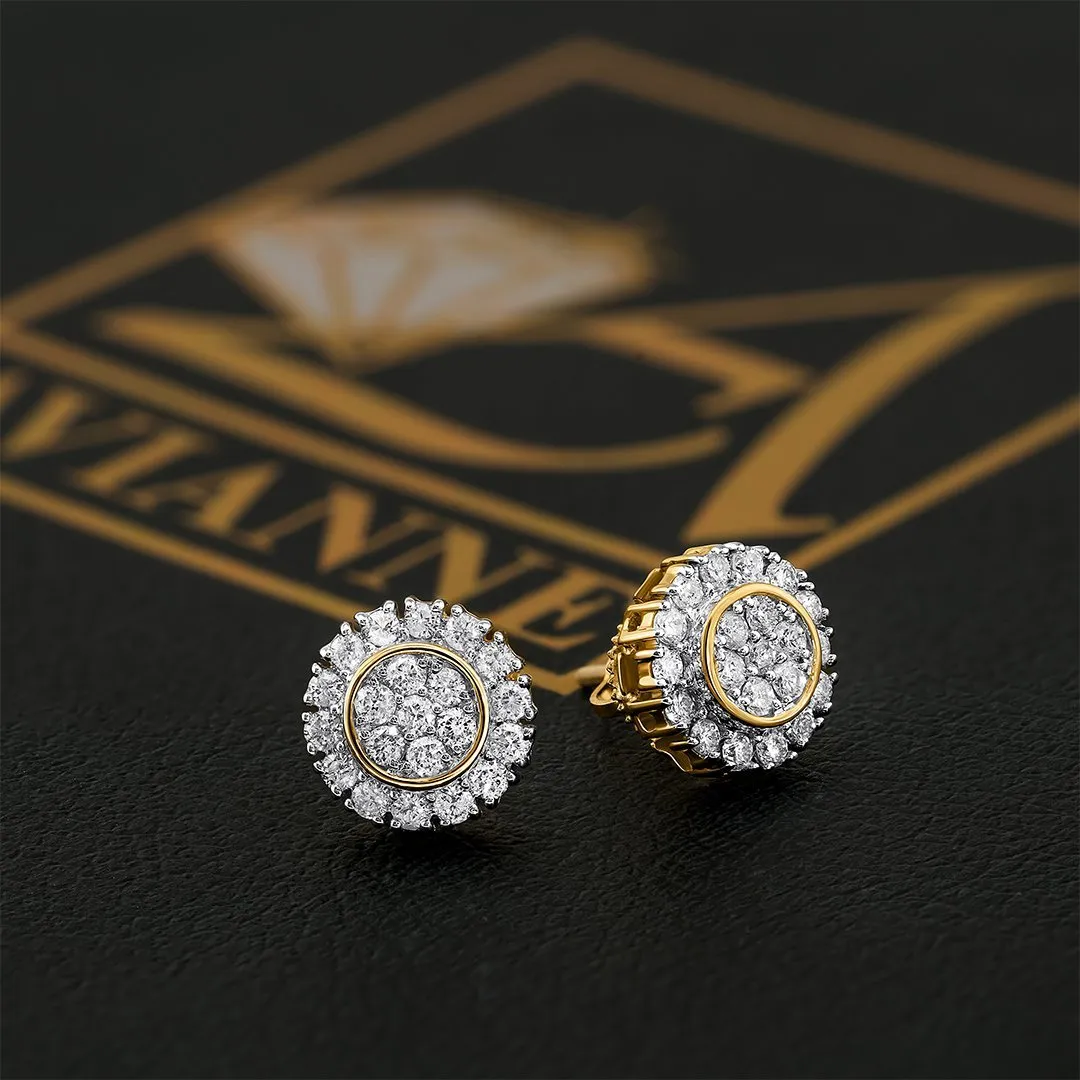 10K Two Tone Gold Diamond Stud Earrings 0.77 CTW