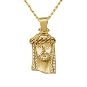 10k Yellow Gold Diamond Jesus Head Pendant 3.25 Ctw