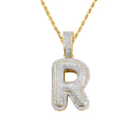 10k Yellow Gold Diamond Letter R Pendant 0.36 Ctw