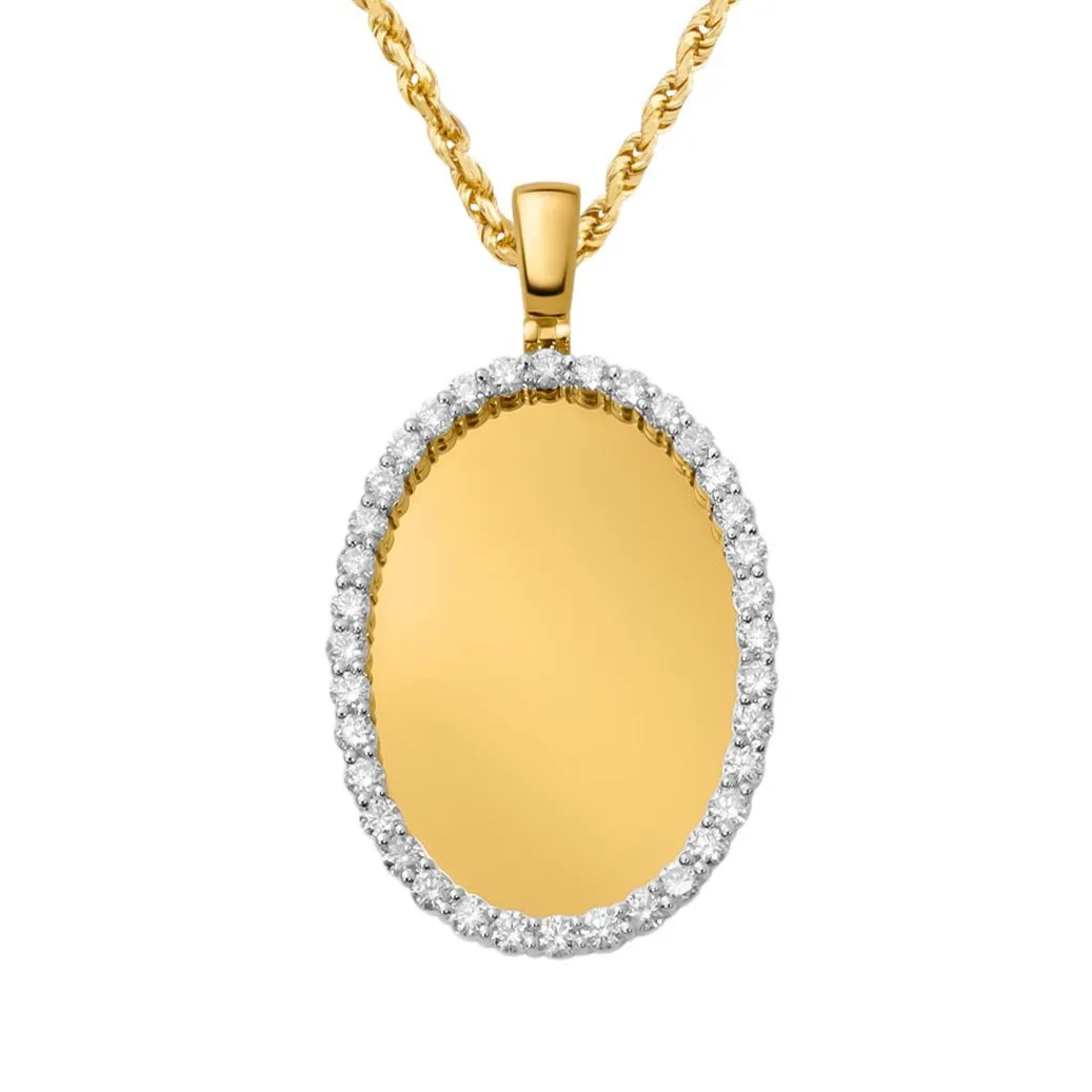 10k Yellow Gold Diamond Oval Memory Pendant 3.26 Ctw