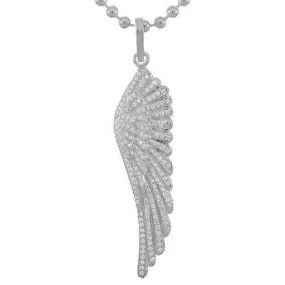 14K Solid White Gold Mens Diamond Wing Pendant 5.00 Ctw