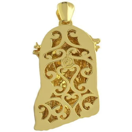 14K Solid Yellow Gold Diamond Jesus Head Pendant 9.00 Ctw