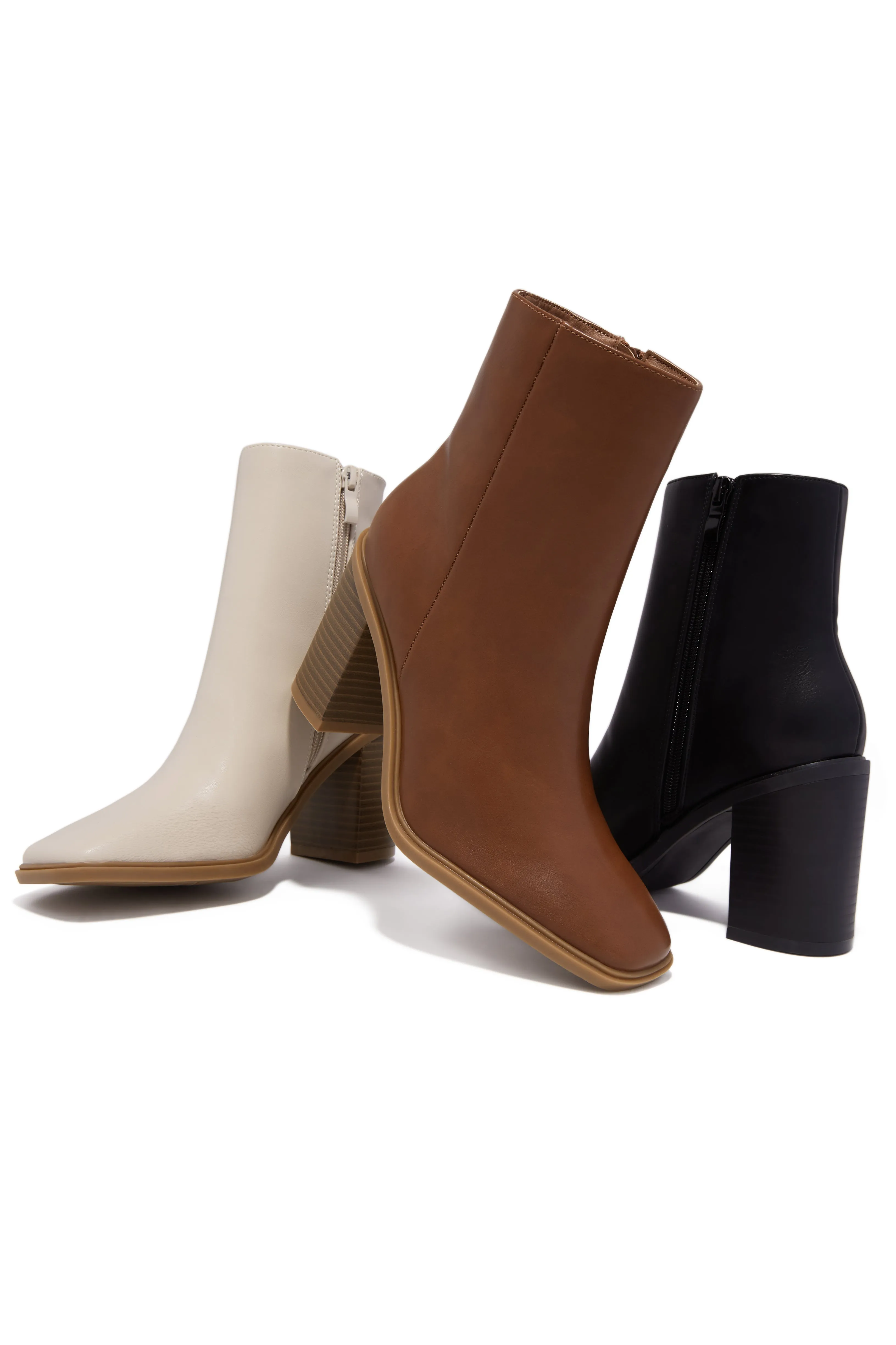 Alette Block Heel Ankle Boots - Ivory