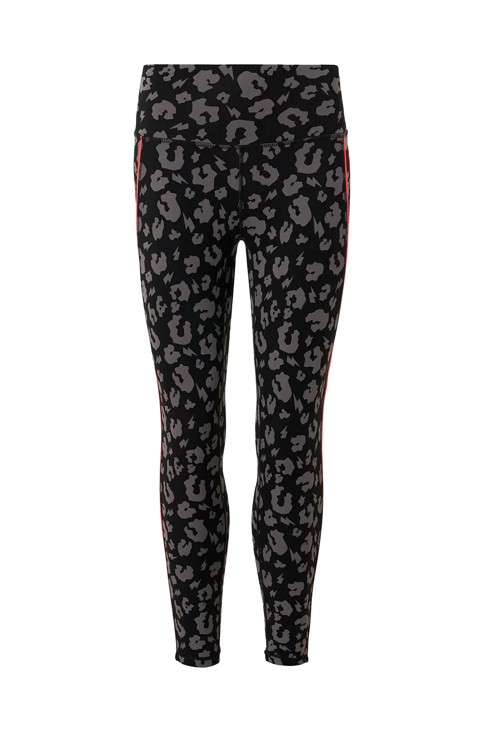 Black with Grey Leopard 7/8 Length Active Leggings