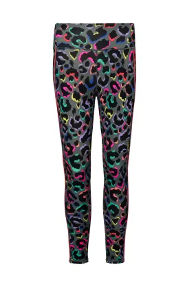 Dark Khaki with Rainbow Shadow Leopard Full Length Active Leggings