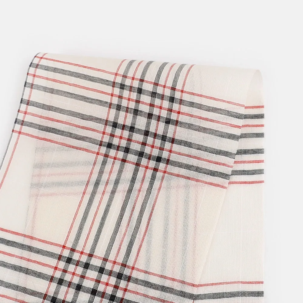 Graphic Plaid Cotton Voile - White Mix