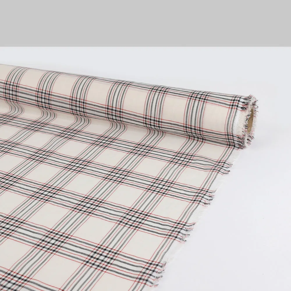 Graphic Plaid Cotton Voile - White Mix