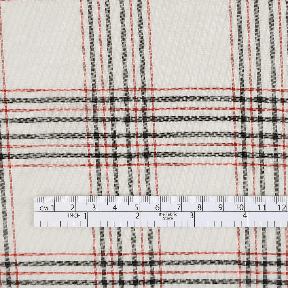 Graphic Plaid Cotton Voile - White Mix