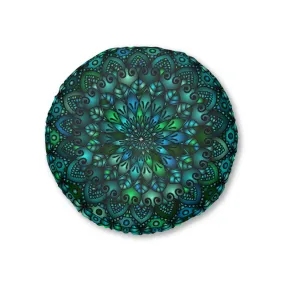 Handcrafted Mandala Art Floor Cushion - Round Tufted Pillow