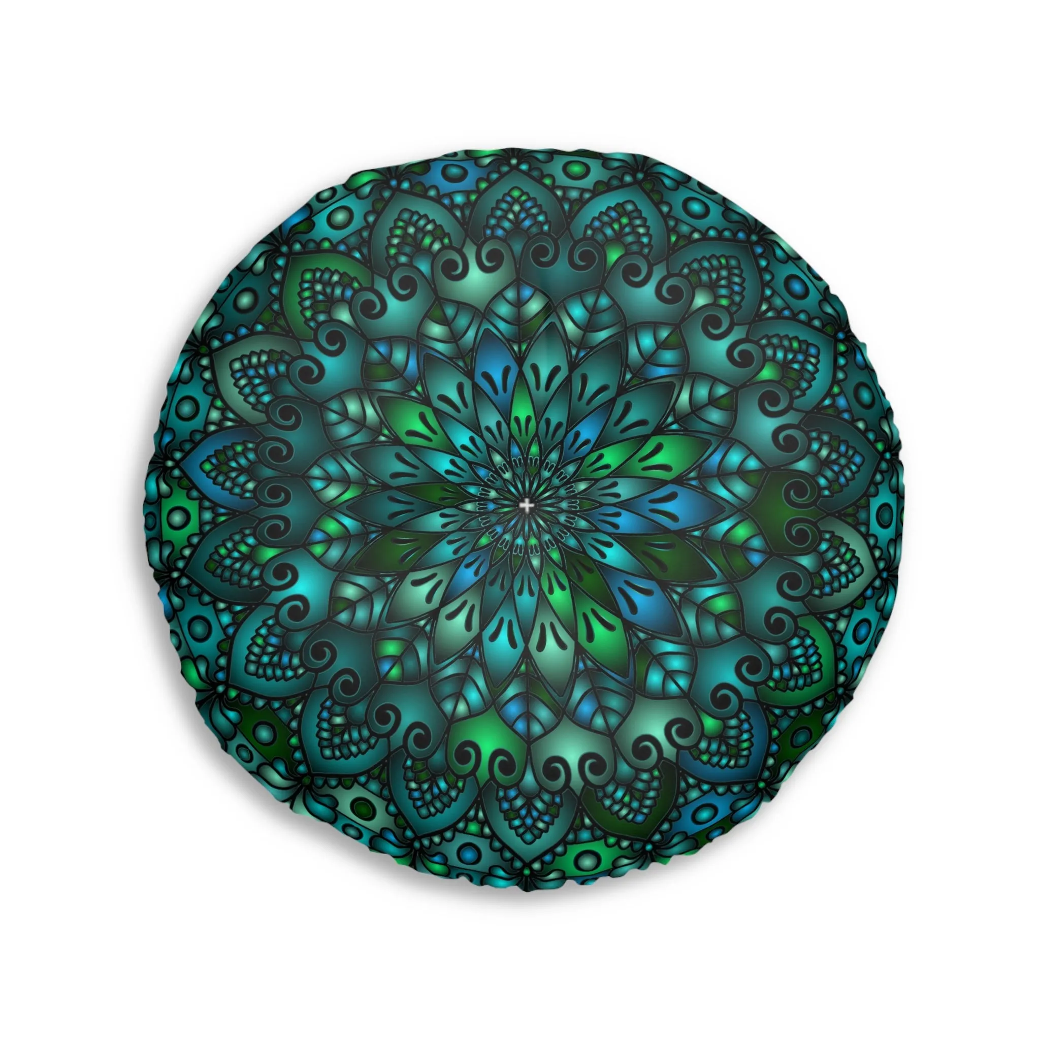 Handcrafted Mandala Art Floor Cushion - Round Tufted Pillow