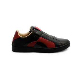 Men's Icon Dots Black Red Leather Sneakers 02984-991