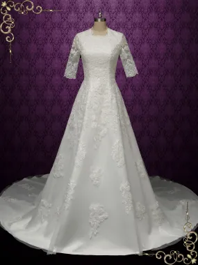 Ready To Wear Modest Lace Wedding Dress with Half Sleeves MARLEY