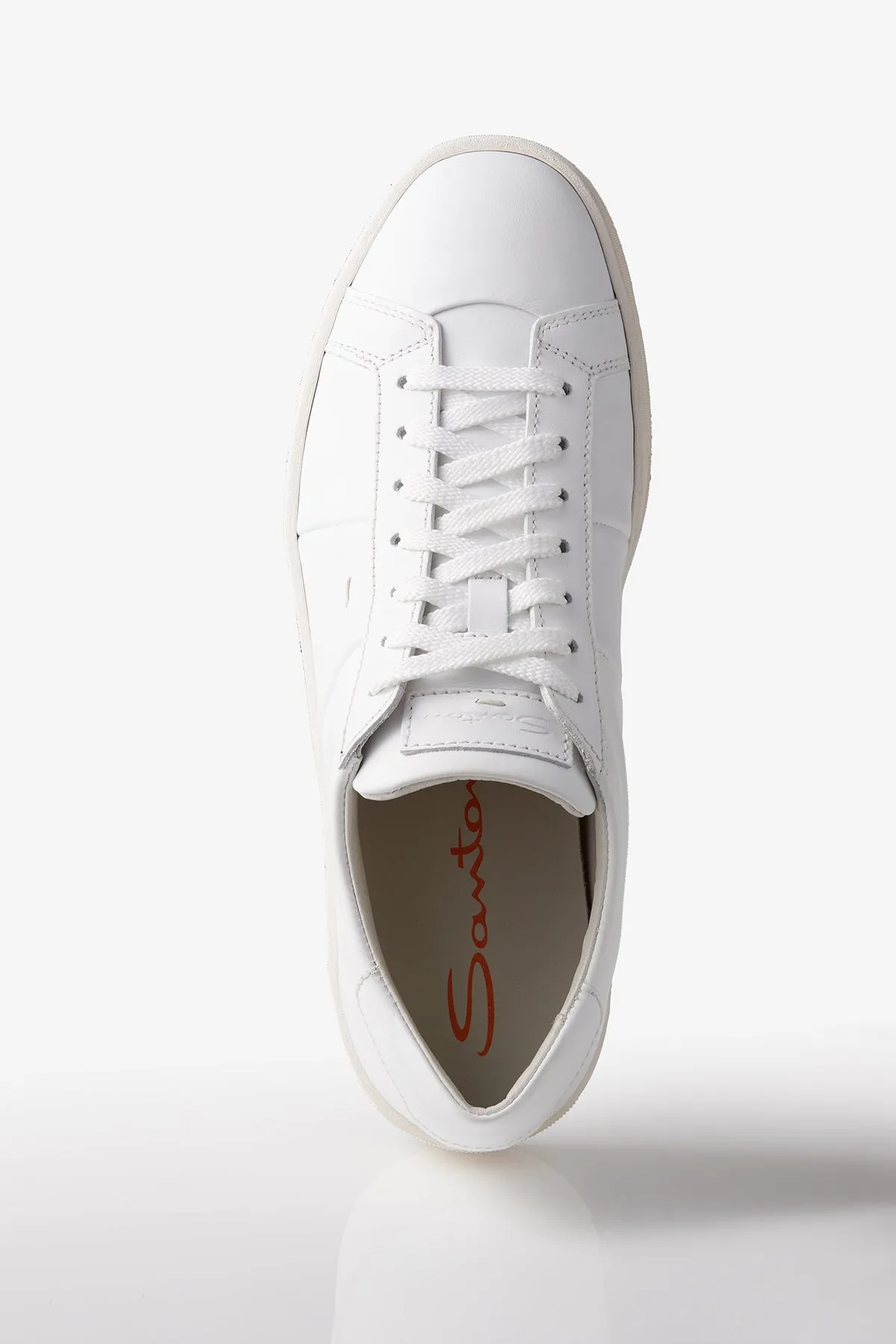 Santoni Leather Low-Top Sneaker in White