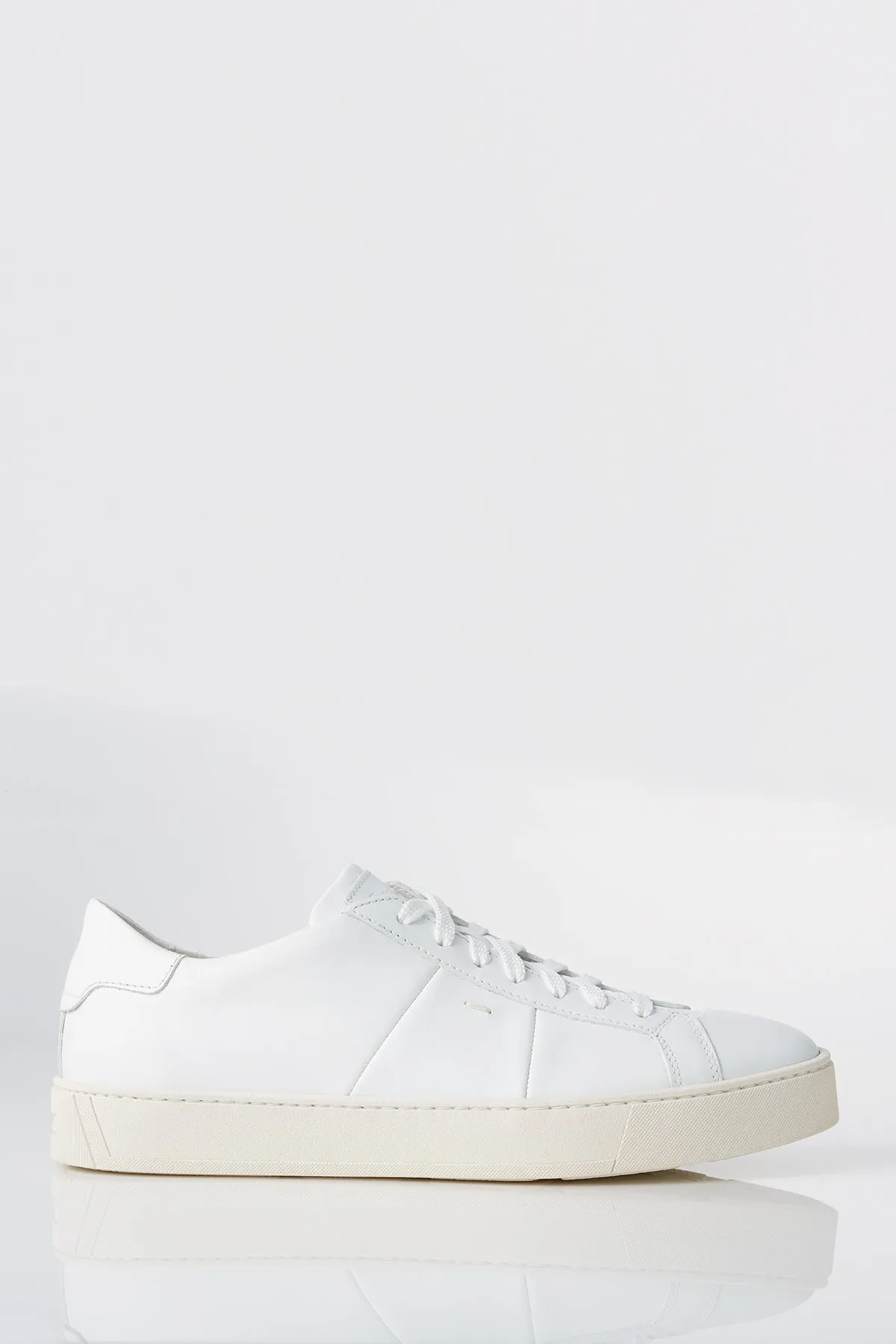 Santoni Leather Low-Top Sneaker in White