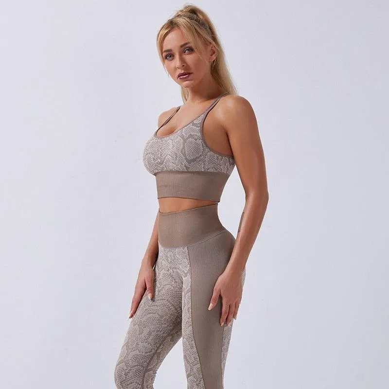 Seamless Yoga Sets Sleeveless Crop Top Sports Bra   Tights Leggings