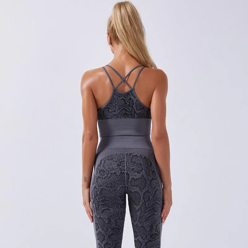 Seamless Yoga Sets Sleeveless Crop Top Sports Bra   Tights Leggings