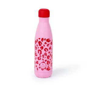 SUPERCHARGED WATER BOTTLE PINK WITH RED LEOPARD AND LIGHTNING BOLT PRINT